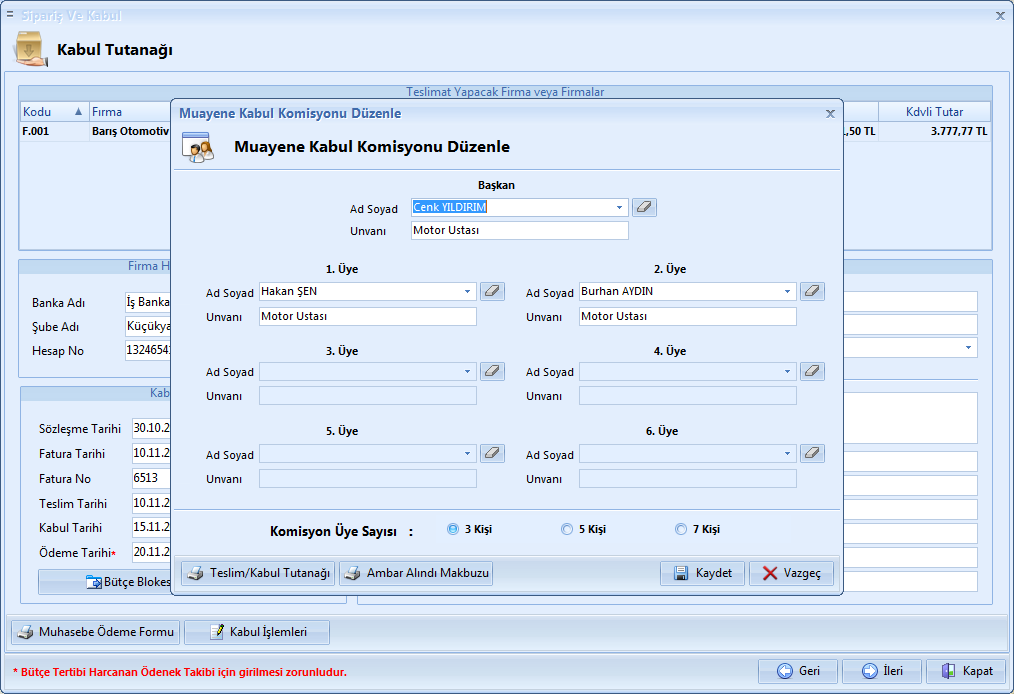 Kabul Komisyonu Kurulması