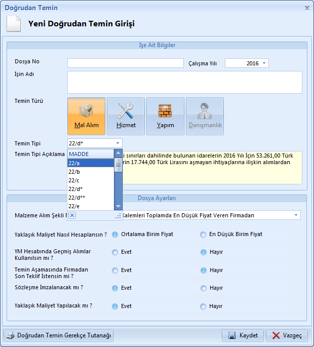 Doğrudan Temin Türleri