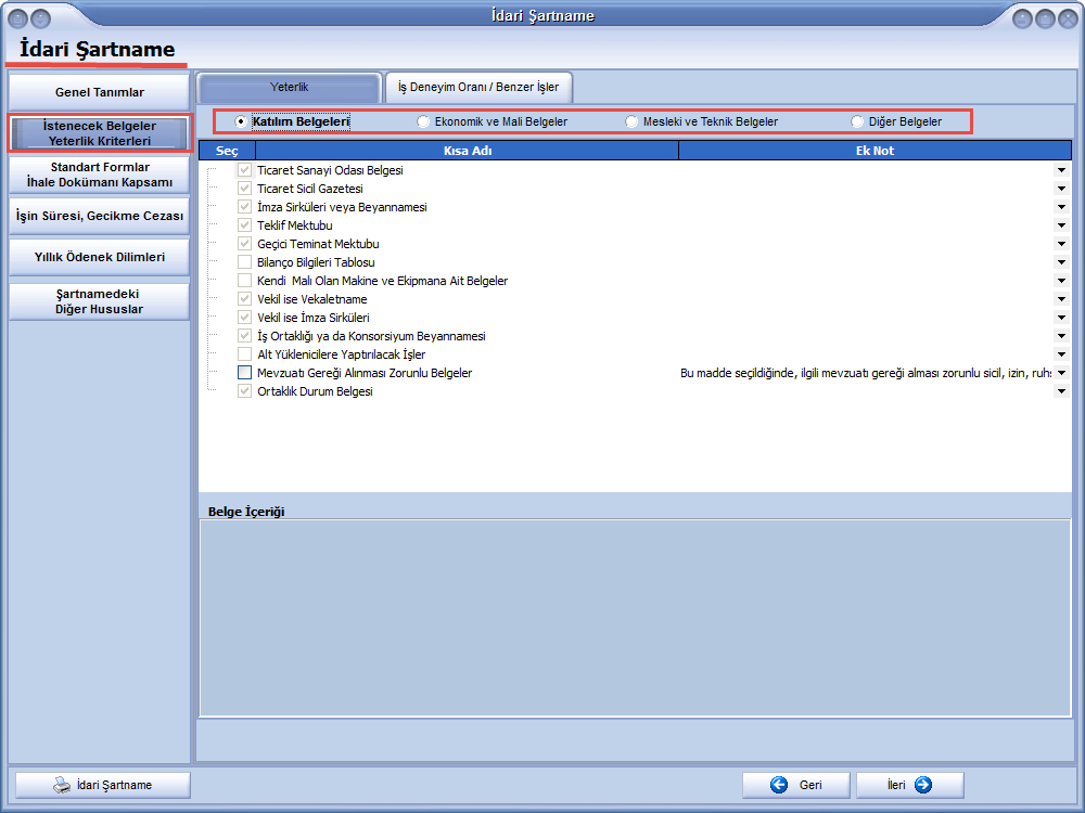 Yapım İhalelerinde İstenecek Belgeler - Yeterlik Kriterleri